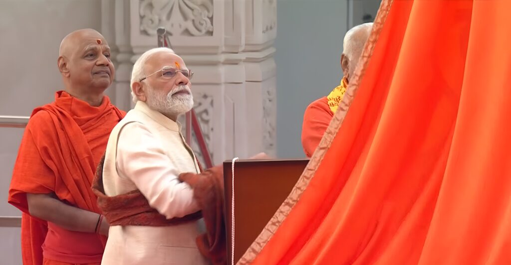 Ayodhya Flag Hoisting by PM Modi: A Powerful New Era Begins for Bharat 1 Ayodhya saffron flag hoisting by PM Modi at Ram Temple ceremony