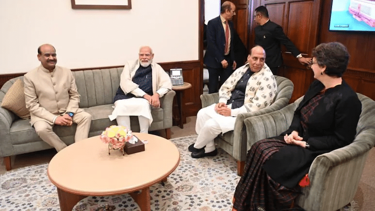 Om Birla Meets PM Modi, Ministers and MPs After Winter Session 2025 as Priyanka Gandhi’s Light Moment Makes PM and Rajnath Singh Smile 1 Winter Session 2025 ends as Priyanka Gandhi interacts with PM Modi and Rajnath Singh during Chai Pe Charcha
