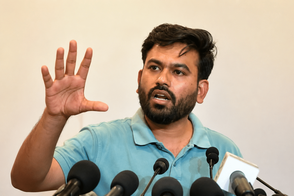 India Surveillance Allegation Deepens as Abhijeet Dipke Claims Protesters’ Private Calls Are Being Monitored 1 Dipke addressing media during surveillance protest row